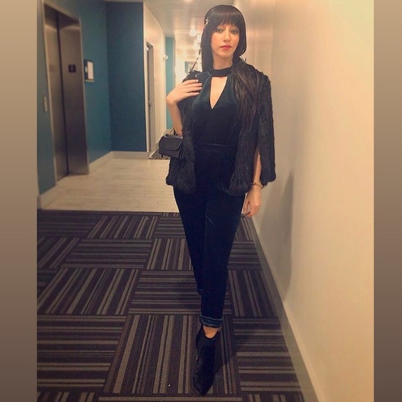 Dark Green Velvet Jumpsuit - Picture 5 of 5